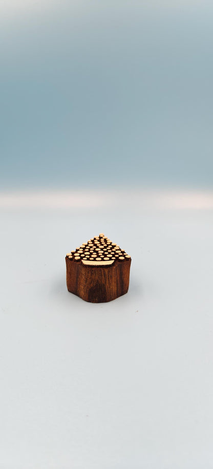 Hand-Carved Small Dotty Christmas Tree Stamp: Wooden Block for Holiday Crafting, Textile & Pottery Printing ; textile stamp; pottery stamp,
