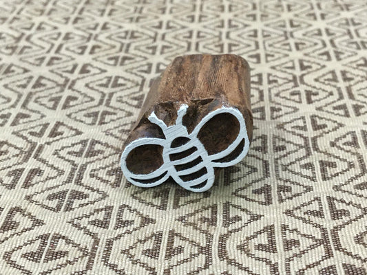 Mini Bee, hand carved Indian wood printing block; textile stamp; pottery stamp,