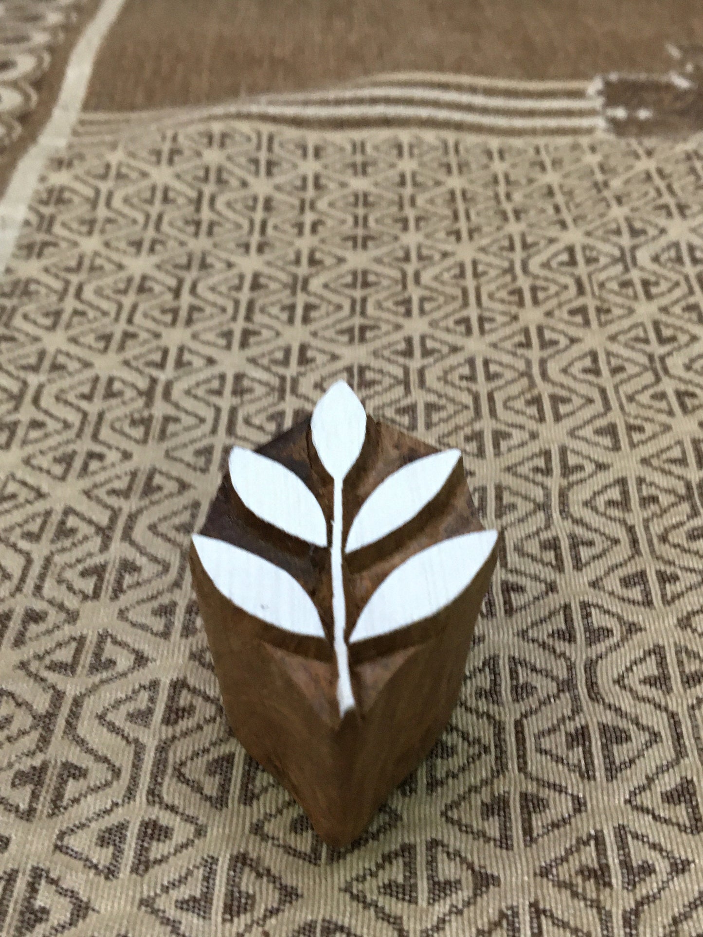 Nature's Grace: Indian Wooden Printing Block - Exquisite Leaf Design, hand carved Indian wood printing block; textile stamp; pottery stamp,