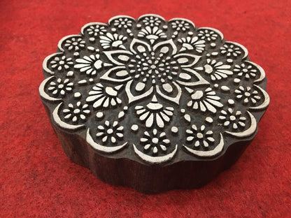 Floral Mandala Wood Stamp; Pottery Stamp; Wood Printing Block; Indian Stamp; Soap Stamp; Textile Print Block