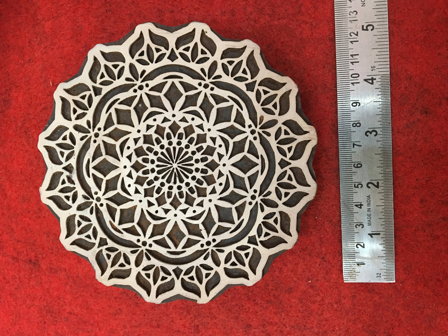 Indian Artistic Handicraft Item Mandala 01, hand carved Indian wood printing block; textile stamp; pottery stamp,