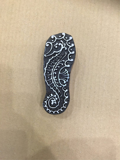 Seahorse stamp; Wood printing block; , Indian Textile Block Printing, Card & Paper, Ceramic , Nautical Ocean Theme, Nature Block,