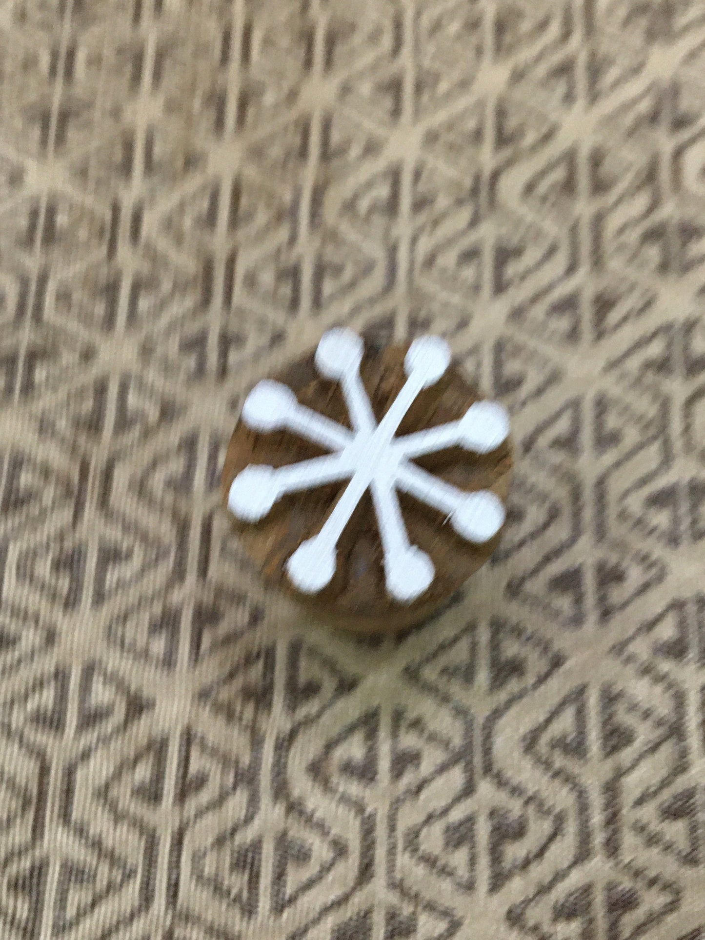 Simple Snow Flakes, hand carved Indian wood printing block; textile stamp; pottery stamp,
