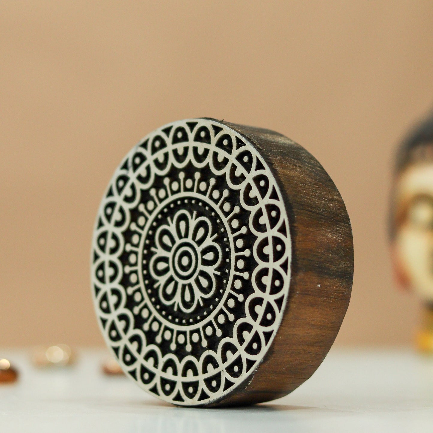 Indian Artistic Handicraft Item Mandala 01, Mandala pottery stamp ceramic mould scrapbooking tjap batik printing floral carved stamps.