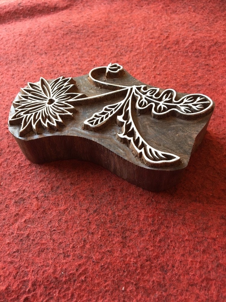 Indian Artistic Handicraft Item Floral 07, hand carved Indian wood printing block; textile stamp; pottery stamp,