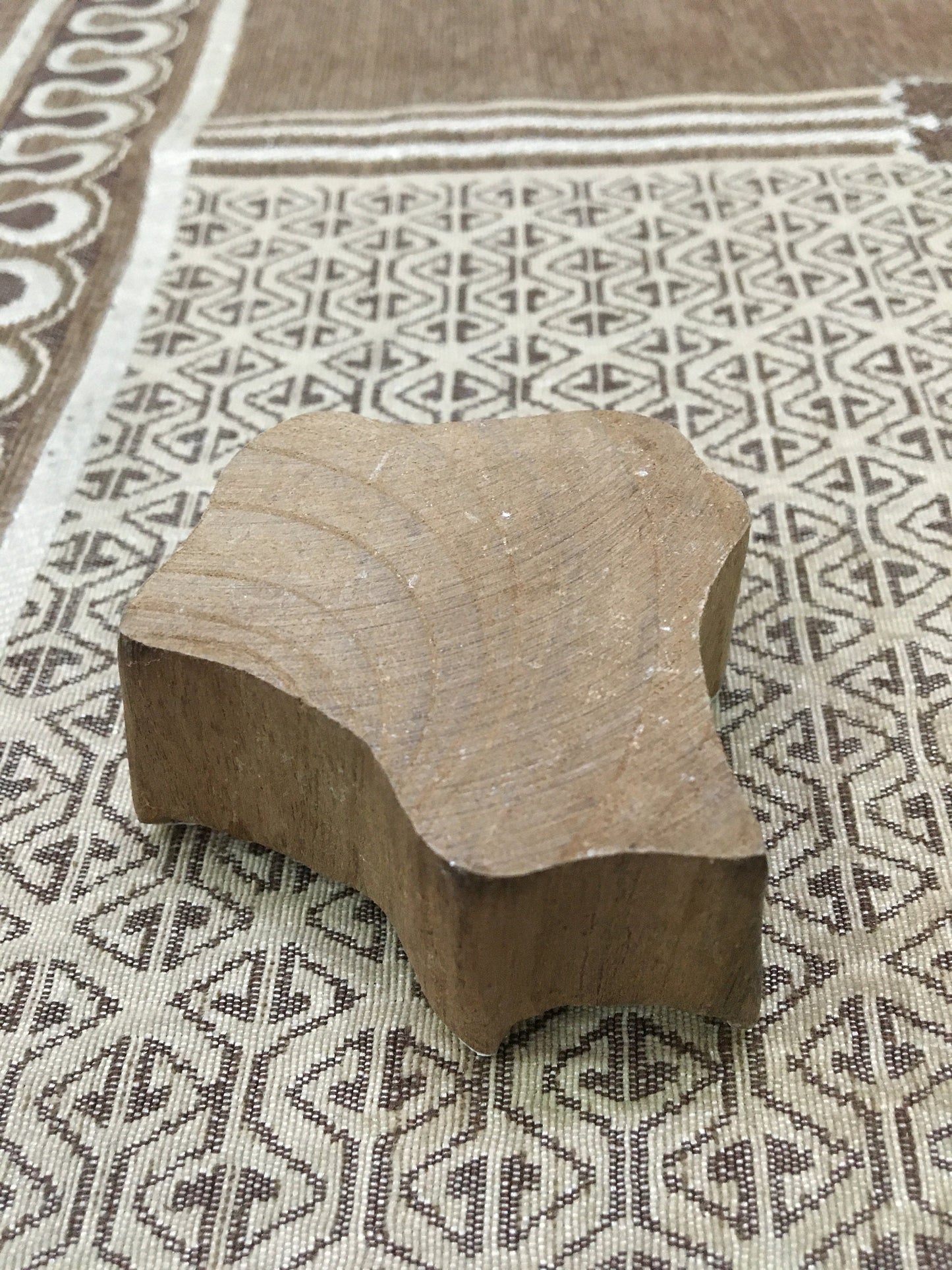 Ivy Bunch, hand carved Indian wood printing block; textile stamp; pottery stamp,