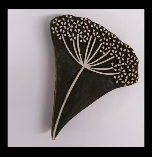 Nature's Elegance Unveiled: Cow Parsely Indian Wooden Printing Block, Dried Poppy Flower, Floral, Wood Block Print Stamp,