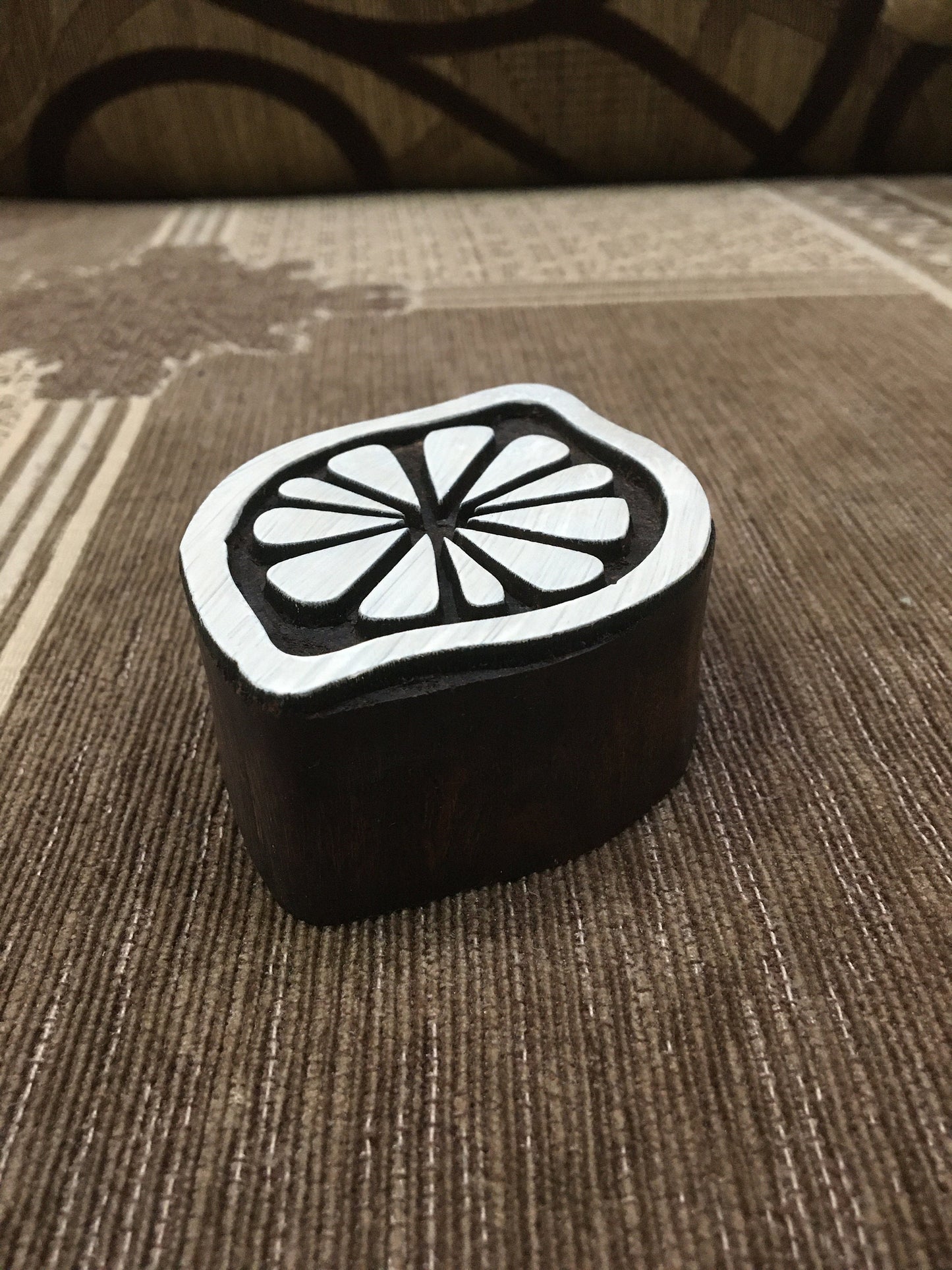 Indian Wooden Printing Block – Lime, hand carved Indian wood printing block; textile stamp; pottery stamp,