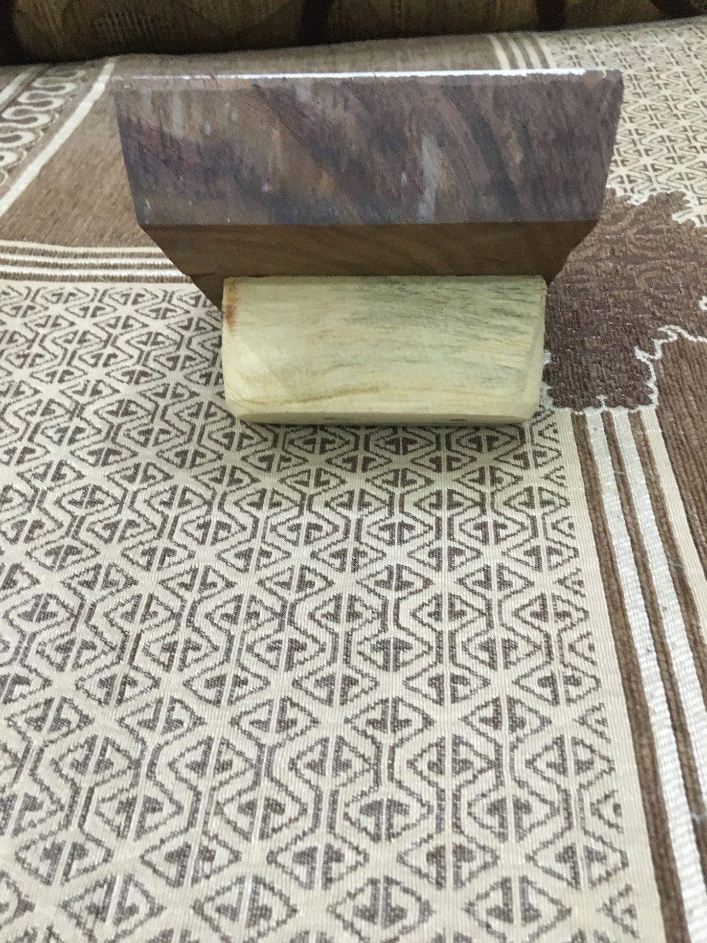 Indian Wooden Printing Block - Dotty Leaf Tile with Handle ,hand carved Indian wood printing block; textile stamp; pottery stamp,