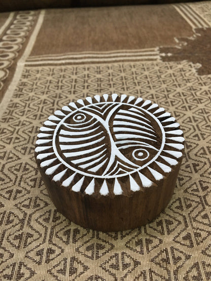 Mandala, Round Hand Carved Indian Wooden Stamp , Wood Block for Textile Fabric Stamping Henna Pottery DIY