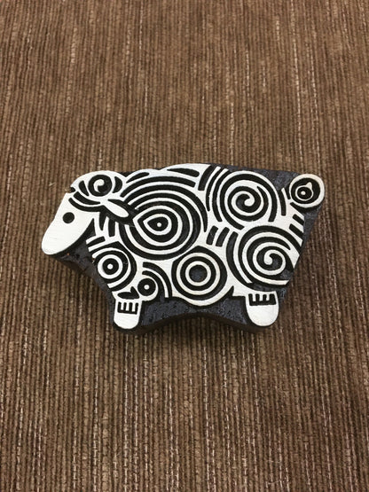 indian wooden printing block - curly sheep, Wood Blocks, Tjaps, Carved wood stamps, Indian wood stamps, Pottery Stamps, Soap Stamps