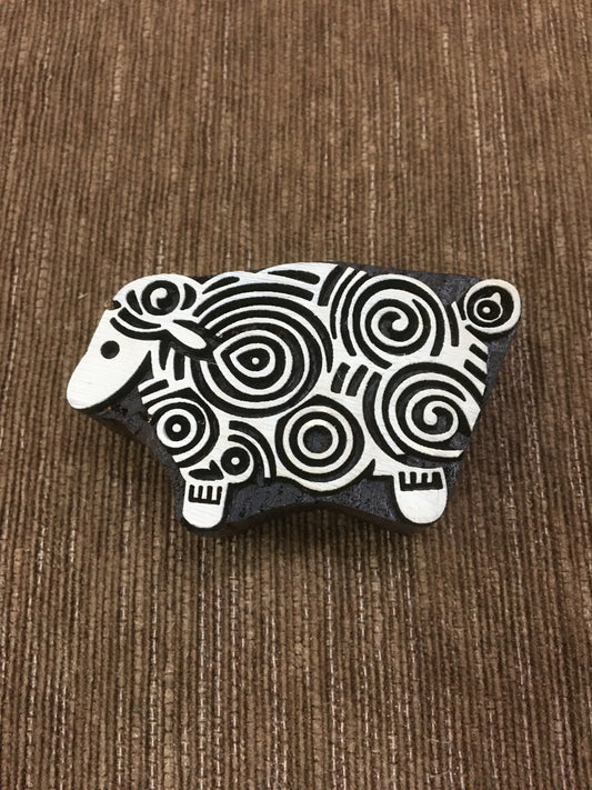 indian wooden printing block - curly sheep, Wood Blocks, Tjaps, Carved wood stamps, Indian wood stamps, Pottery Stamps, Soap Stamps