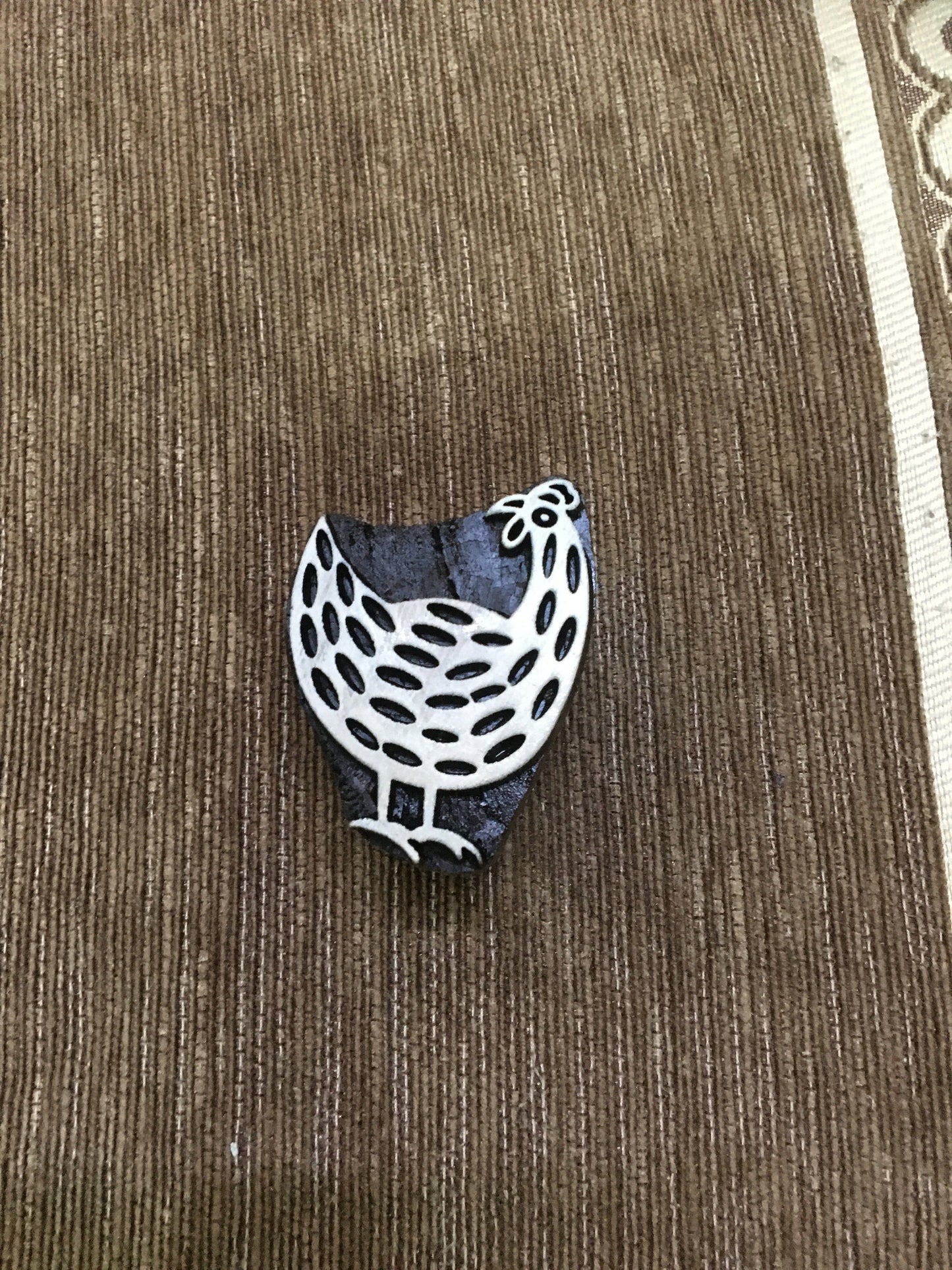Funny Chickens Sisters, hand carved Indian wood printing block; textile stamp; pottery stamp,