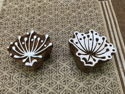 Seedhead with Stem Positive & Negetive ,hand carved Indian wood printing block; textile stamp; pottery stamp,