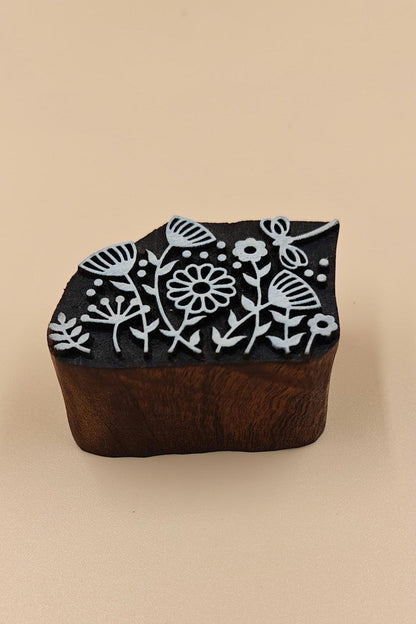 Mini Maedow Flower ,hand carved Indian wood printing block; textile stamp; pottery stamp,