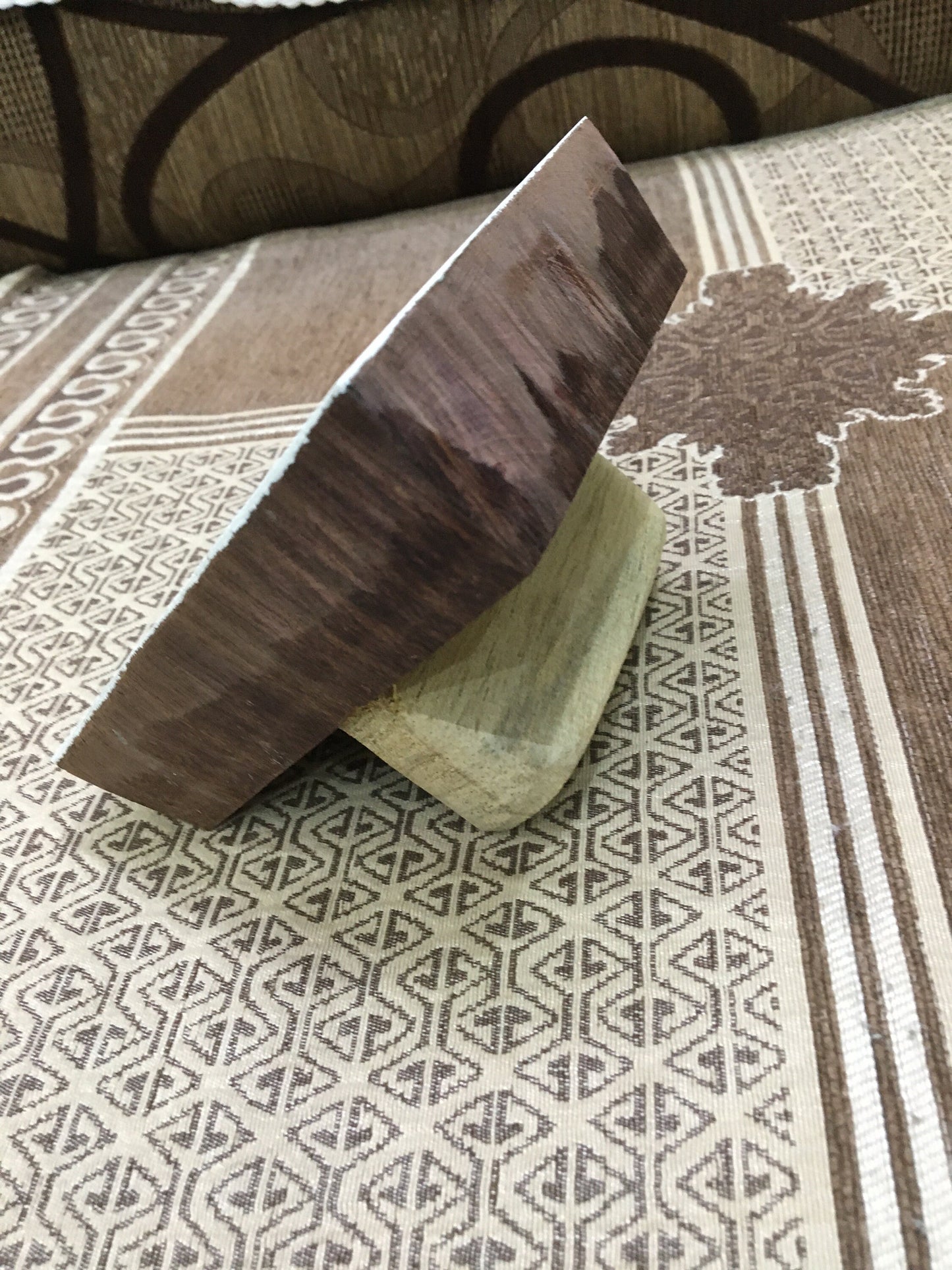 Harmonious Fusion: Indian Wooden Printing Block Meets Mediterranean Tile, hand carved  block; textile stamp; pottery stamp,