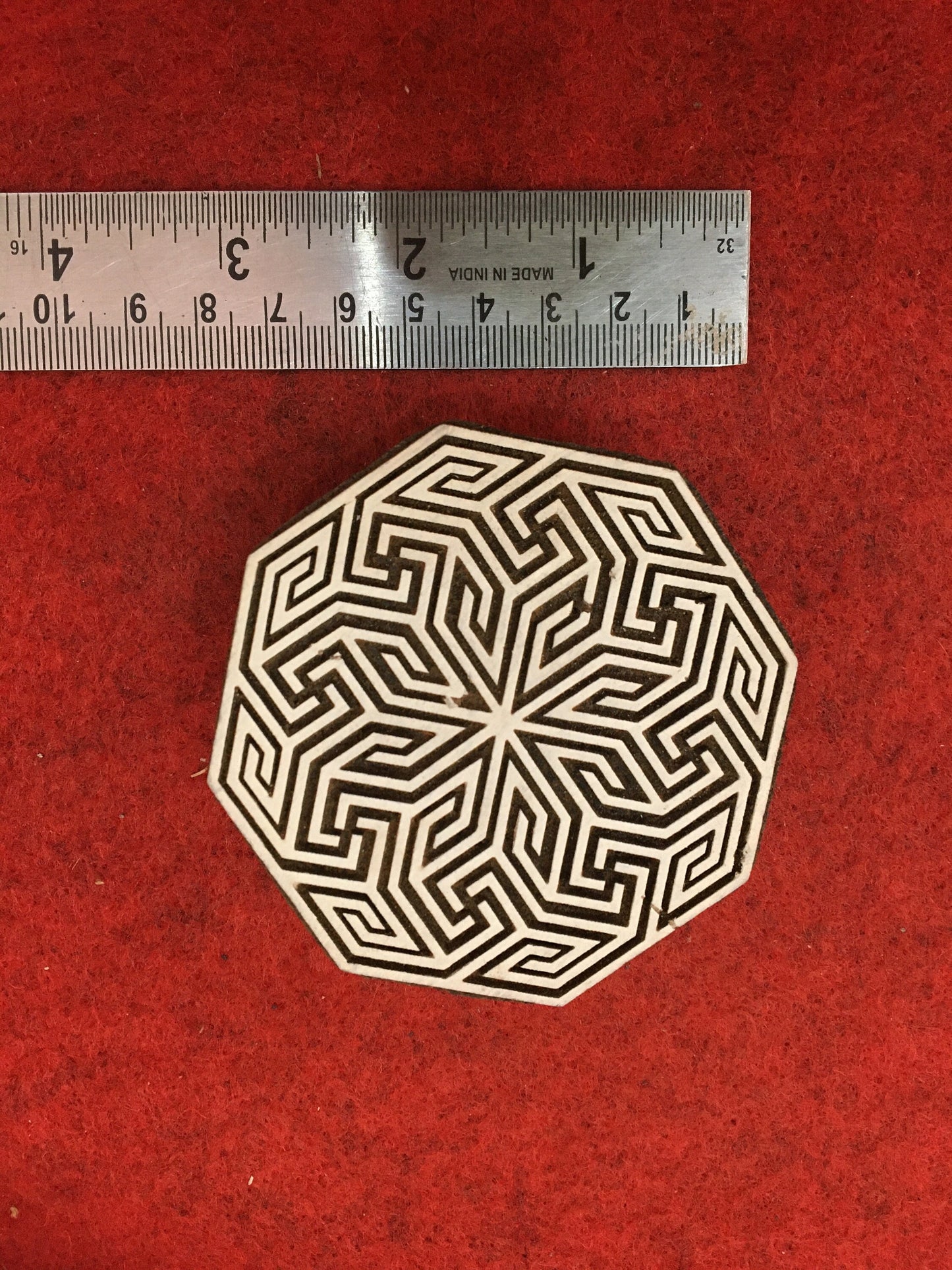 Geometric Hexagon; Pottery Stamp; Wood Printing Block; Indian Stamp; Soap Stamp; Textile Print Block