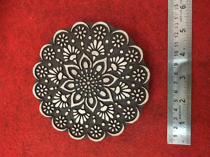 Floral Mandala Wood Stamp; Pottery Stamp; Wood Printing Block; Indian Stamp; Soap Stamp; Textile Print Block