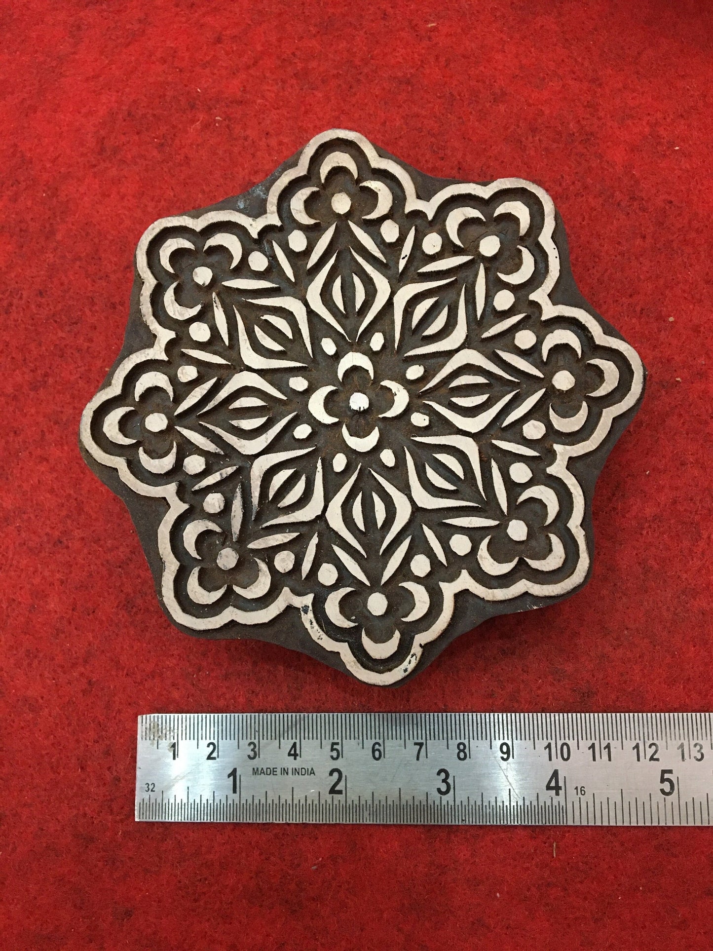 Floral Mandala Wood Stamp; Pottery Stamp; Wood Printing Block; Indian Stamp; Soap Stamp; Textile Print Block