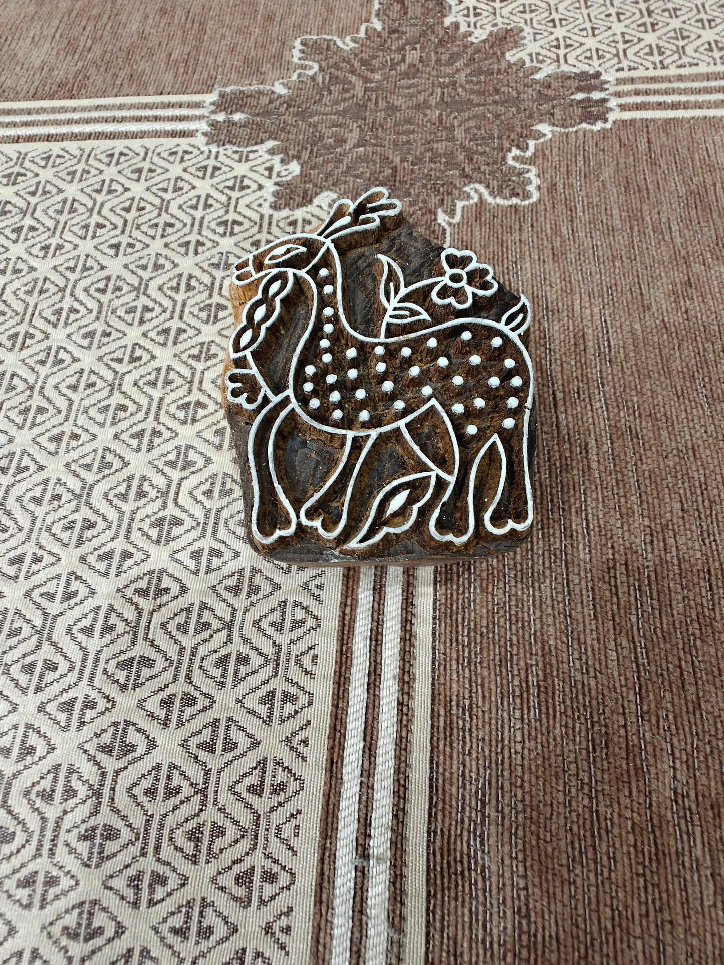 Mother Deer pottery stamp ceramic mold scrapbooking Tjap batik printing floral carved stamps.