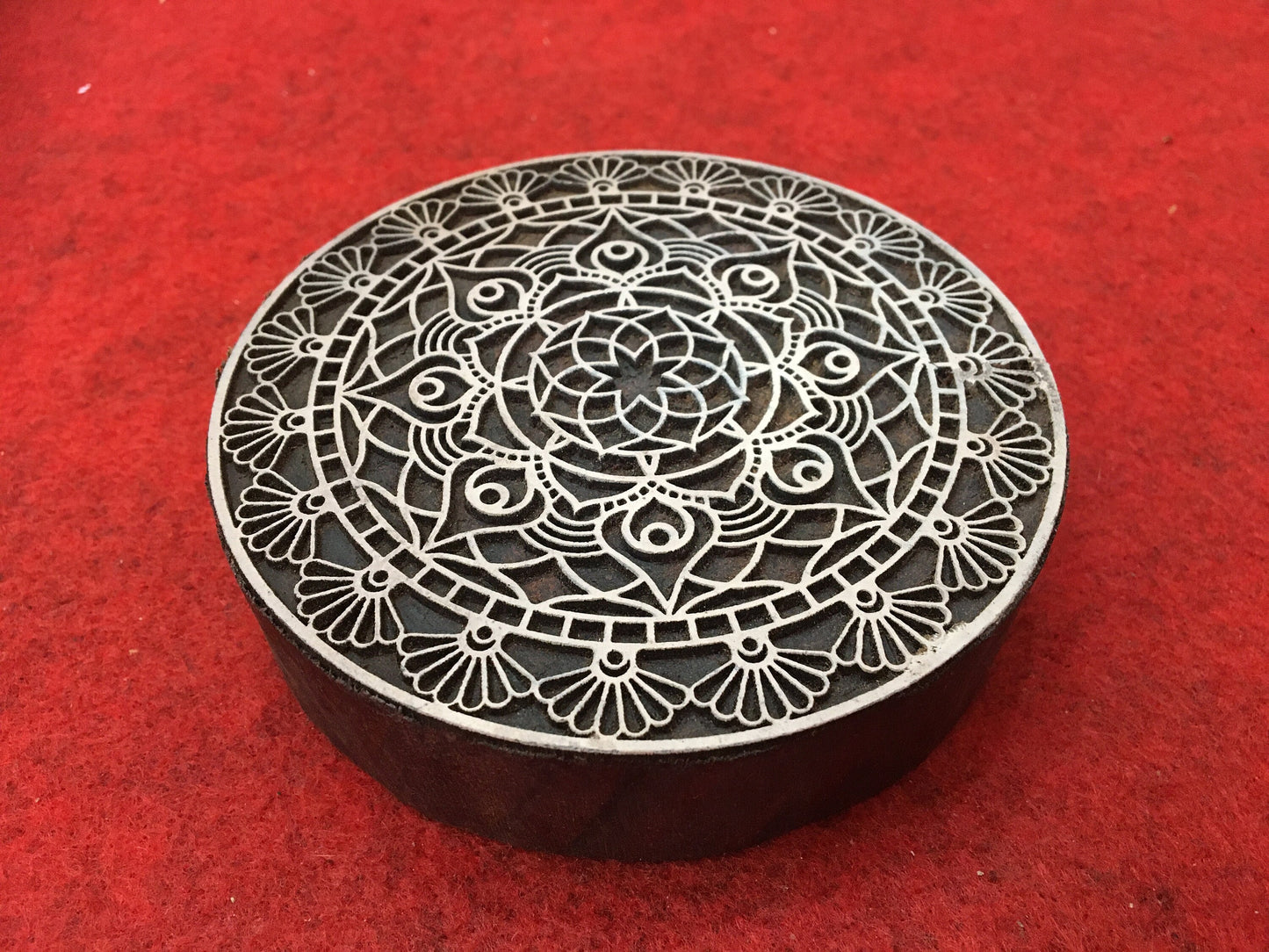 Floral Mandala Wood Stamp; Pottery Stamp; Wood Printing Block; Indian Stamp; Soap Stamp; Textile Print Block