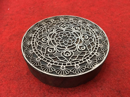 Floral Mandala Wood Stamp; Pottery Stamp; Wood Printing Block; Indian Stamp; Soap Stamp; Textile Print Block