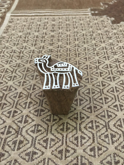 Small Came ,,hand carved Indian wood printing block; textile stamp; pottery stamp,