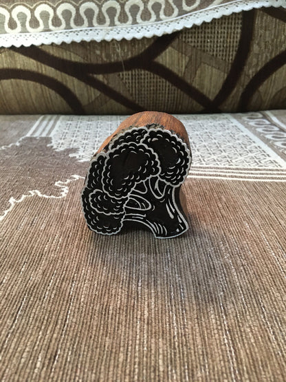Hand Carved Vegetable Stamp Cauliflower , Broccoli, Vegetable stamp ; pottery stamp; textile stamp; Indian print block; clay stamp.