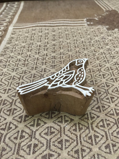 Sitting Bird, wooden pottery stamp, hand carved Indian wood printing block; textile stamp; pottery stamp,