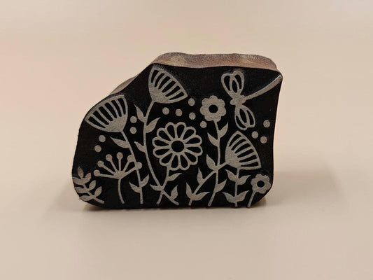 Mini Maedow Flower ,hand carved Indian wood printing block; textile stamp; pottery stamp,