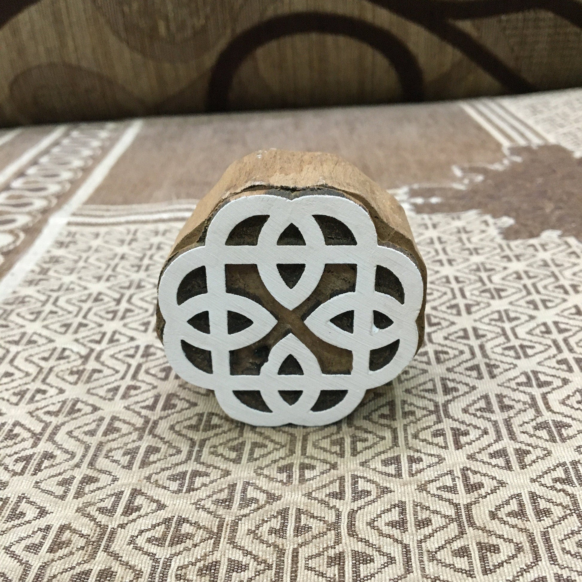 celtic knot, hand carved Indian wood printing block; textile stamp; pottery stamp,