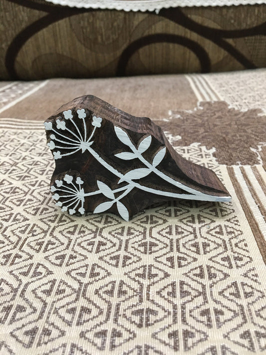 Indian Botanical Floral Wooden Printing Block Stamp: Exquisite Artistry from the East, hand carved  block; textile stamp; pottery stamp,
