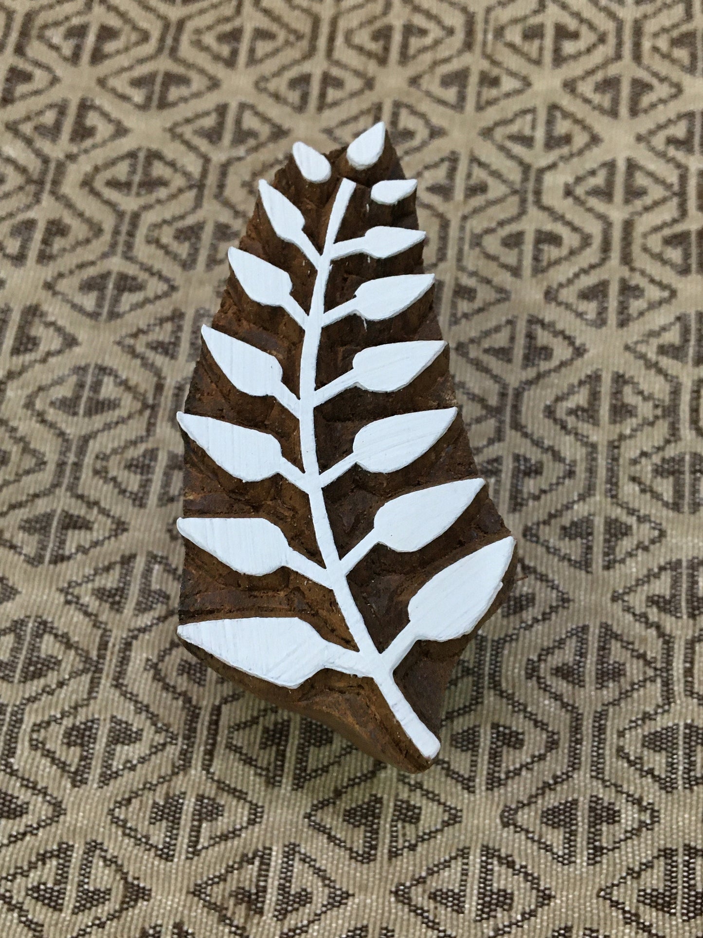 Nature's Whimsy Unveiled: Curly Leaf Wooden Printing Block Stamps, hand carved Indian wood printing block; textile stamp; pottery stamp,