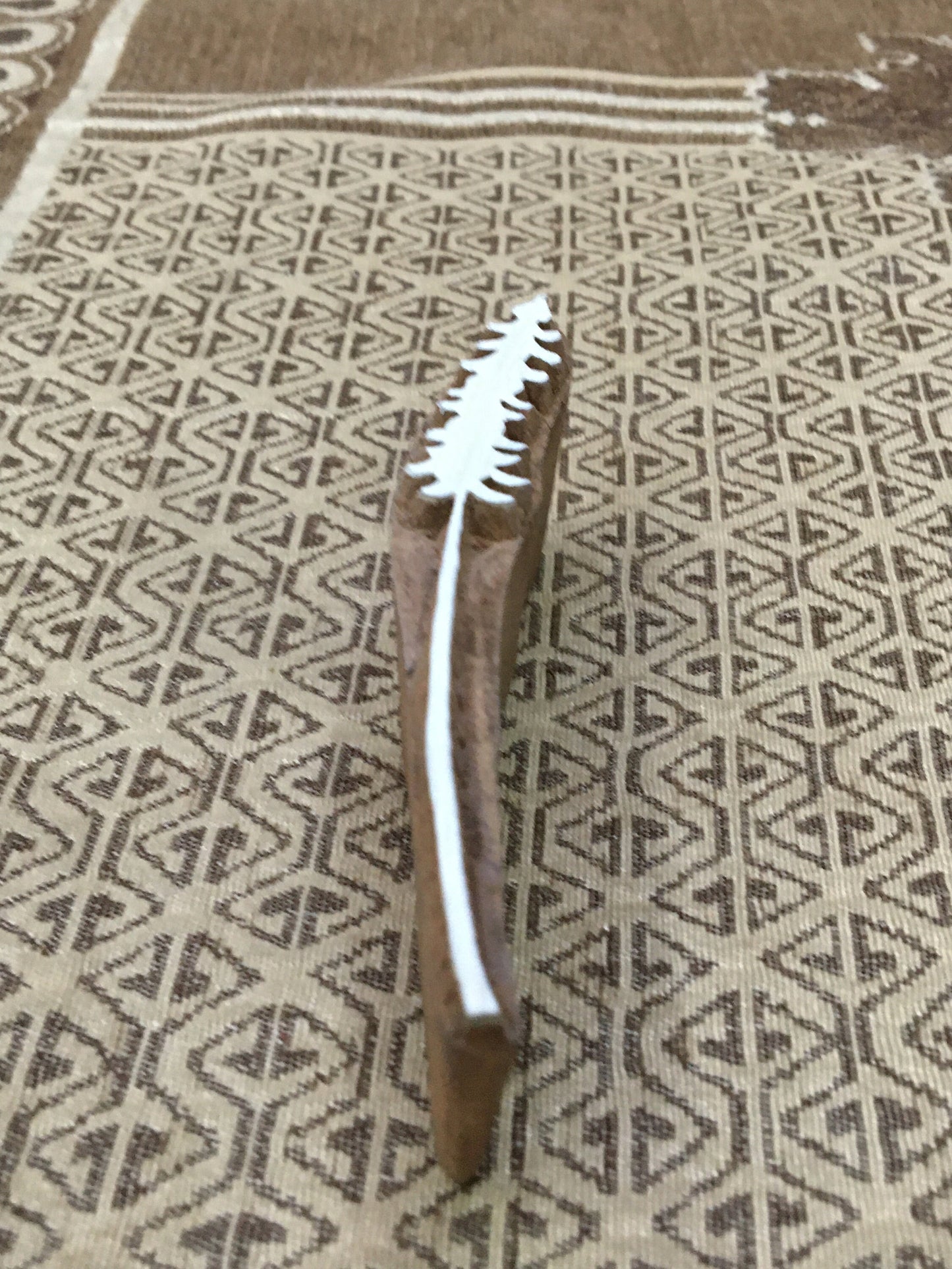 Single Lavender Stem, hand carved Indian wood printing block; textile stamp; pottery stamp,