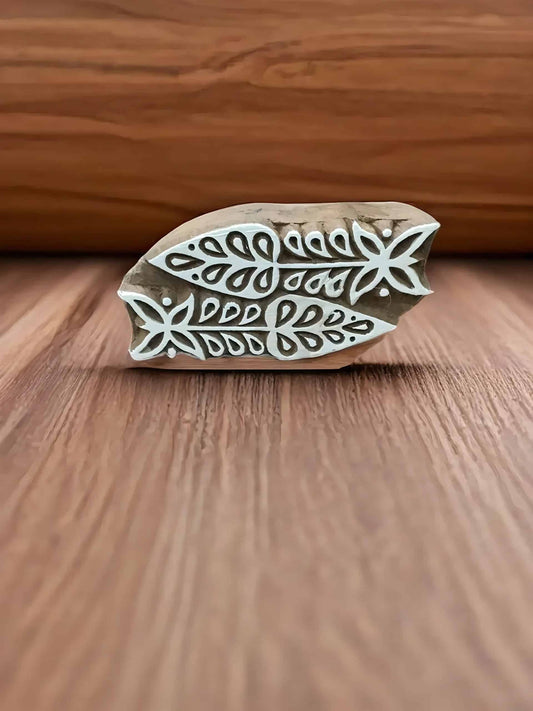 Fish Bones, hand carved Indian wood printing block; textile stamp; pottery stamp. image 0