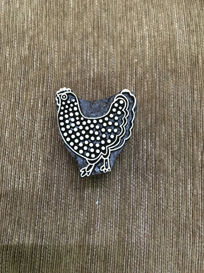 Funny Chickens Indian Artistic Handicraft Items Wooden Printing Block, pottery stamp ceramic mold tjap batik printing floral carved stamps.