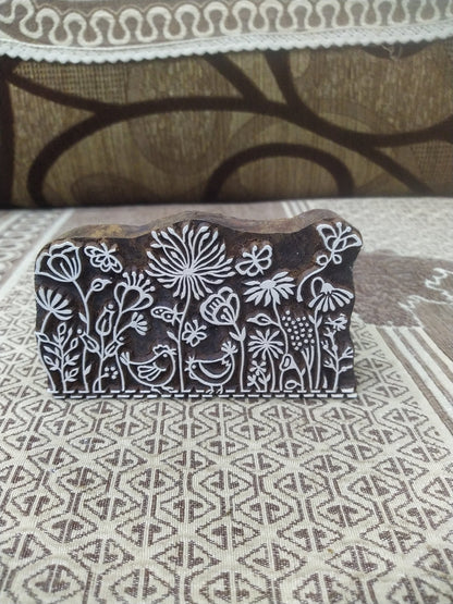 Maedow 04, hand carved Indian wood printing block; textile stamp; pottery stamp,