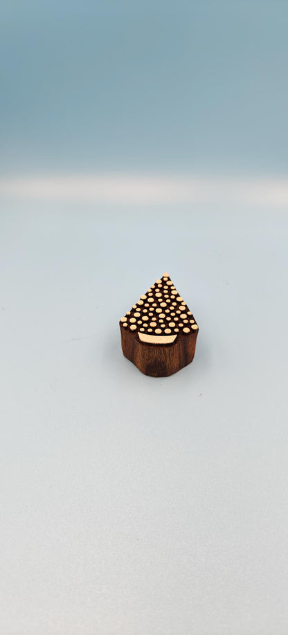 Hand-Carved Small Dotty Christmas Tree Stamp: Wooden Block for Holiday Crafting, Textile & Pottery Printing ; textile stamp; pottery stamp,