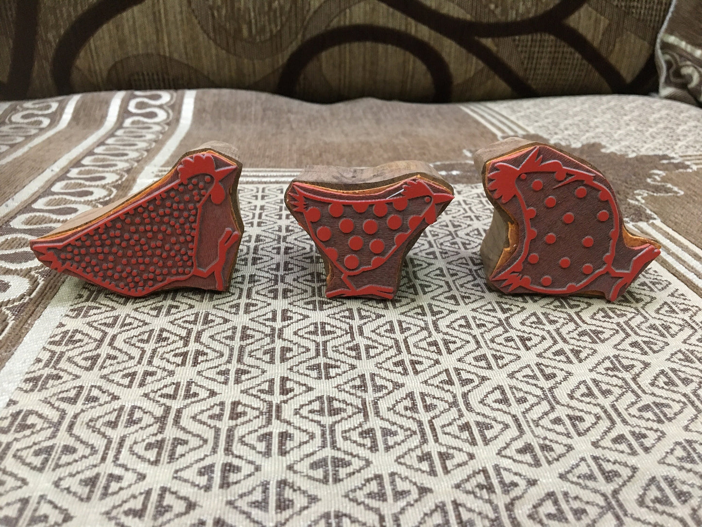 Funky Chickens Indian Artistic Handicraft Items Rubber Printing Block,Tjaps,Batik stamps,pottery stamps,clay stamps,Indian Mounted stamps,