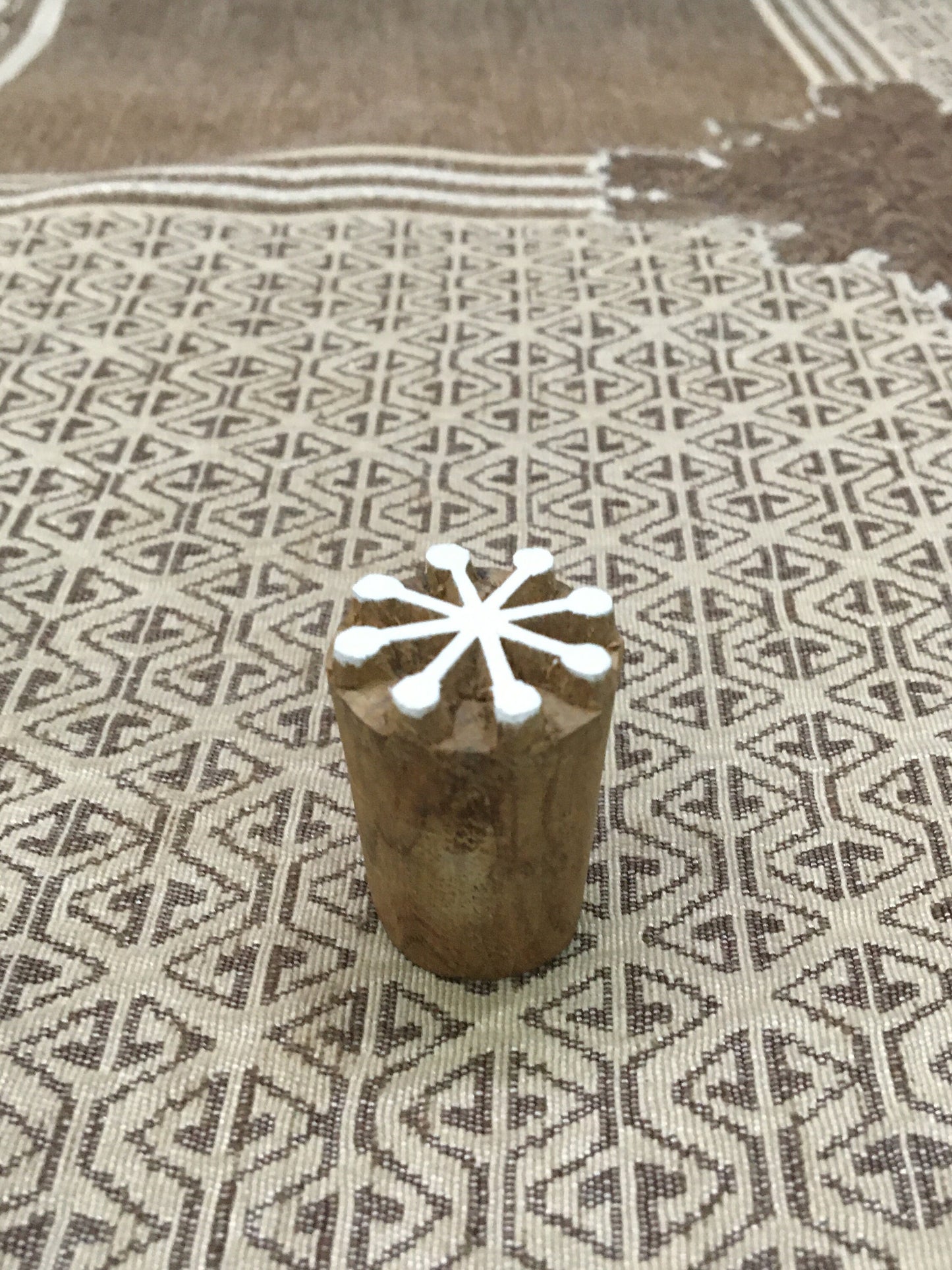 Simple Snow Flakes, hand carved Indian wood printing block; textile stamp; pottery stamp,