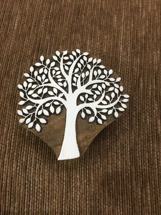 Indian Wooden Printing Block – Bold Spring Tree, hand carved Indian wood printing block; textile stamp; pottery stamp,
