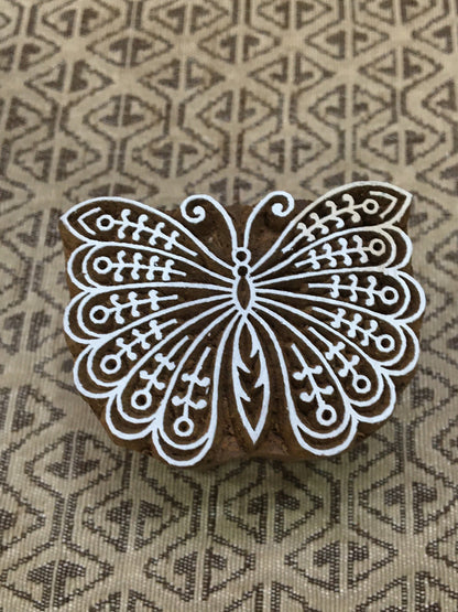 Fluttering Beauty: Indian Wooden Printing Block - Exquisite Butterfly Design, hand carved  block; textile stamp; pottery stamp,
