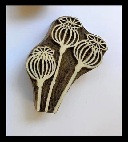 Nature's Elegance Unveiled: Single Poppy Head Indian Wooden Printing Block, Dried Poppy Flower, Floral, Wood Block Print Stamp,
