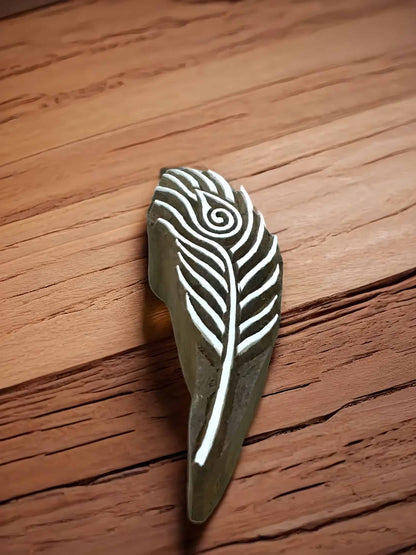 Exquisite Peacock Feather intricate Wood Block Stamp, Block Printing Indian Textile image 1