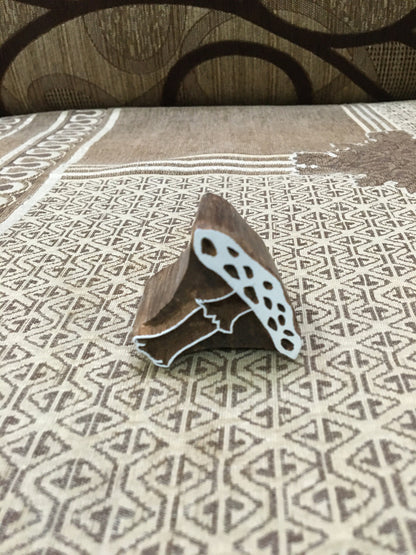 Mushroom Head, hand carved Indian wood printing block; textile stamp; pottery stamp,