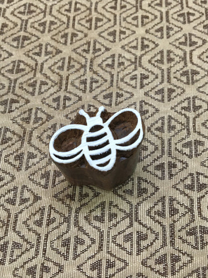 Mini Bee, hand carved Indian wood printing block; textile stamp; pottery stamp,