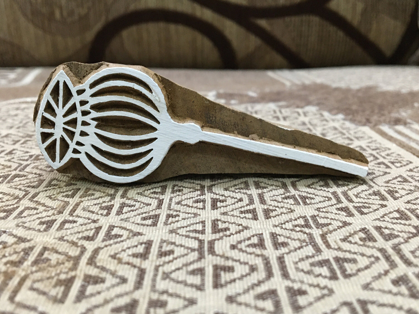 Nature's Elegance Unveiled: Single Poppy Head Indian Wooden Printing Block, Dried Poppy Flower, Floral, Wood Block Print Stamp,