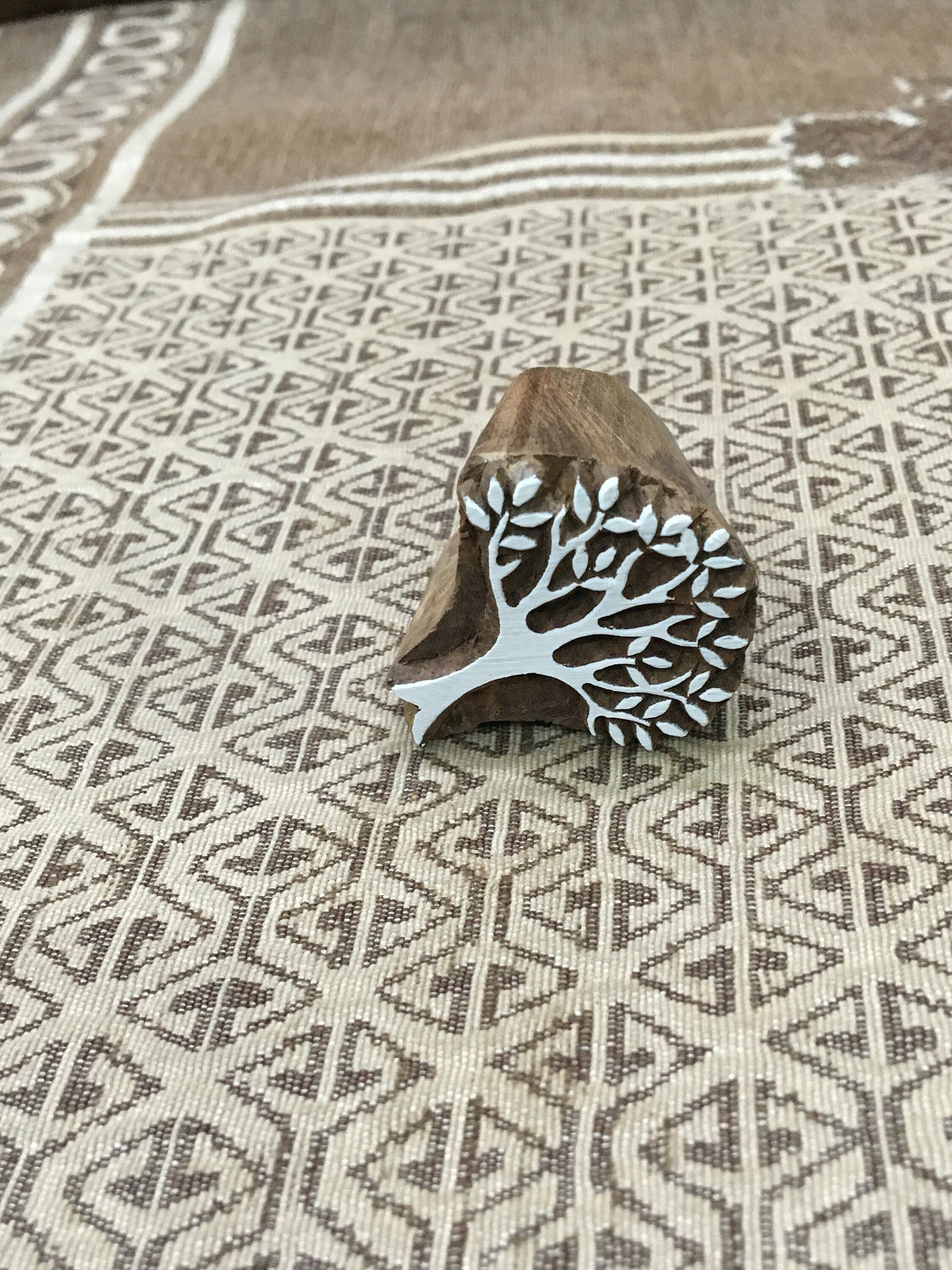 Mini Tree, hand carved Indian wood printing block; textile stamp; pottery stamp,