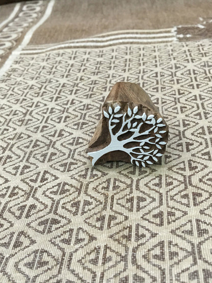 Mini Tree, hand carved Indian wood printing block; textile stamp; pottery stamp,