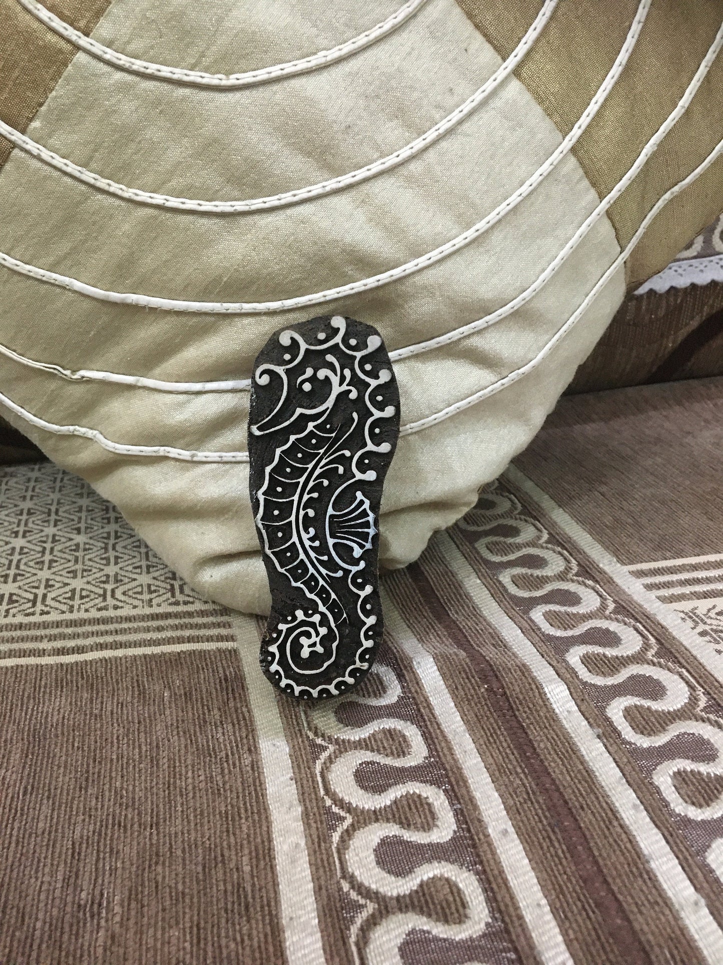 Seahorse stamp; Wood printing block; , Indian Textile Block Printing, Card & Paper, Ceramic , Nautical Ocean Theme, Nature Block,